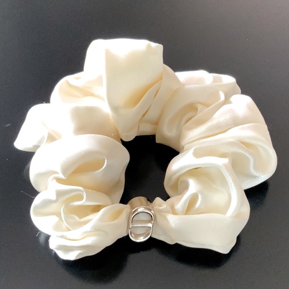 Dior Cream Silk Scrunchie